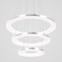 Luminária pendente moderna acrílica 3 anéis lâmpada 40+30+20cm