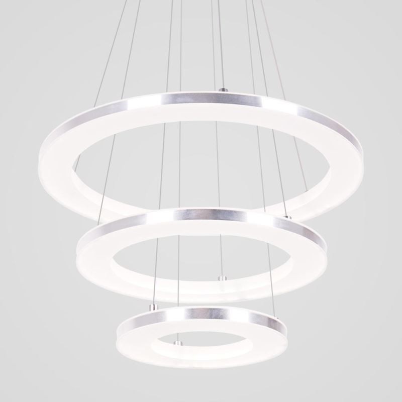 Luminária pendente moderna acrílica 3 anéis lâmpada 40+30+20cm