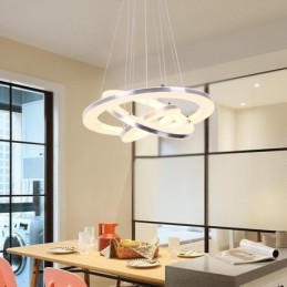 Luminária pendente moderna acrílica 3 anéis lâmpada 40+30+20cm