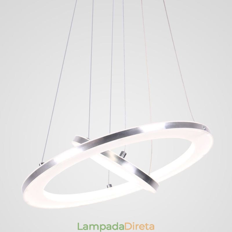 Luminária pendente moderna acrílica 2 anéis lâmpada 40+20cm