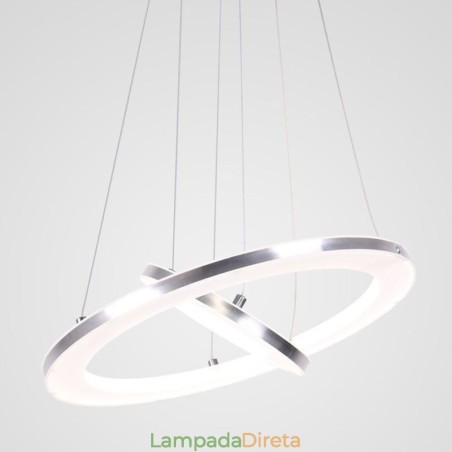 Luminária pendente moderna acrílica 2 anéis lâmpada 40+20cm Luminária pendente moderna acrílica 2 anéis lâmpada 40+20cm