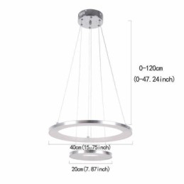 Luminária pendente moderna acrílica 2 anéis lâmpada 40+20cm