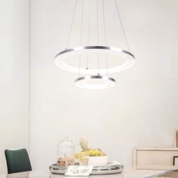 Luminária pendente moderna acrílica 2 anéis lâmpada 40+20cm