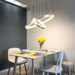 Luminária pendente moderna acrílica 2 anéis lâmpada 40+20cm