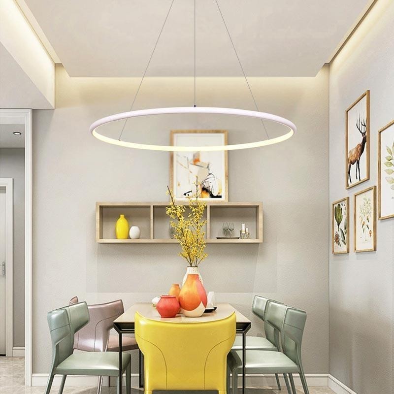 Luminária pendente moderna circular 60cm 80cm