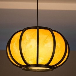Luminária pendente criativa de bambu japonesa Luminária pendente moderna e simples para sala de chá Luminária redonda