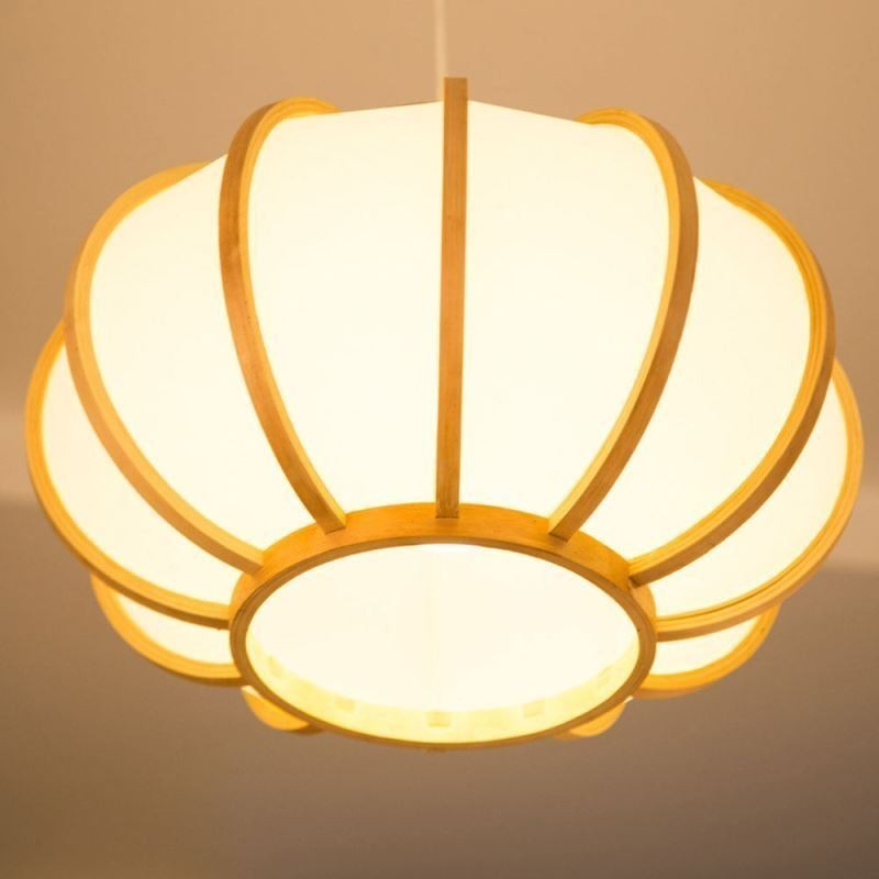 Luminária pendente criativa de bambu japonesa Luminária pendente moderna e simples para sala de chá Luminária redonda