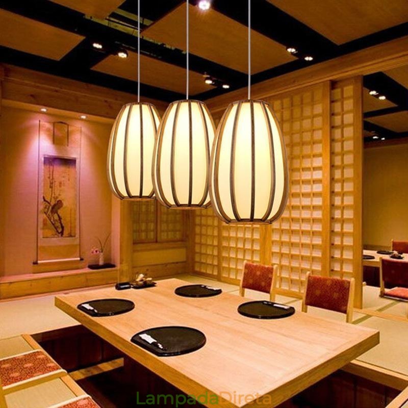 Luminária pendente de bambu Visual Comfort
