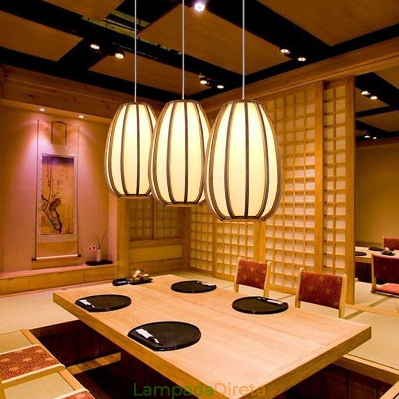 Luminária pendente de bambu Visual Comfort