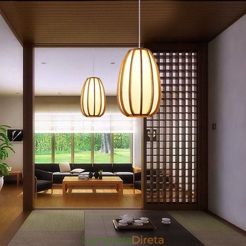 Luminária pendente de bambu Visual Comfort