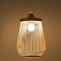Luminária pendente de gaiola oca moderna iluminação pendente de bambu