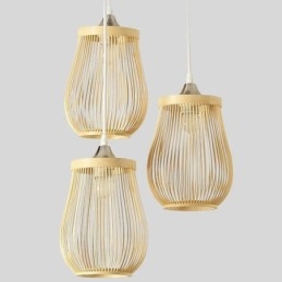 Luminária pendente de gaiola oca moderna iluminação pendente de bambu