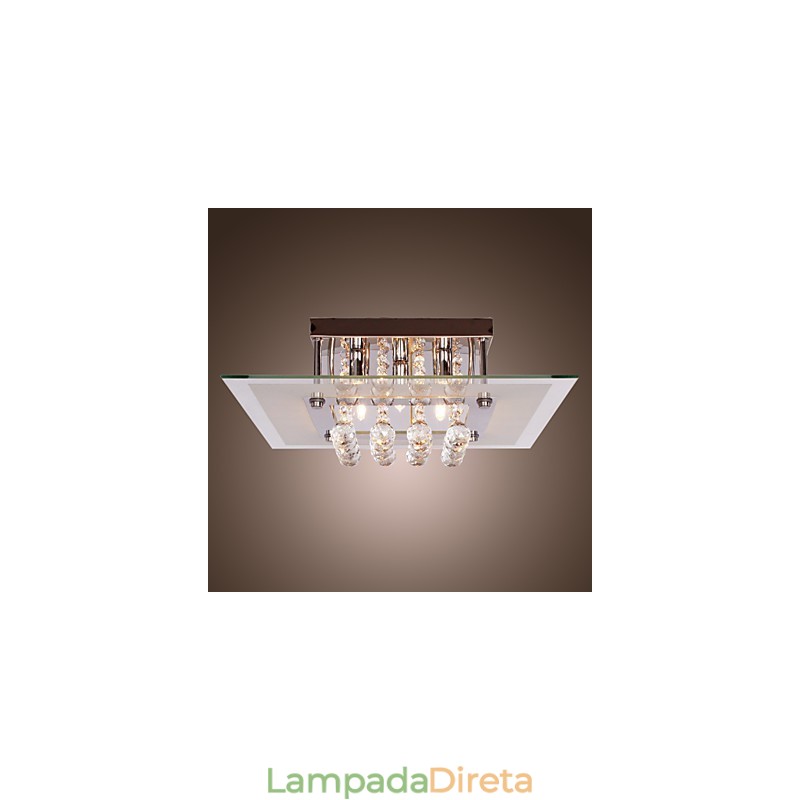 Luminária de teto moderna Crystal Living 5 luzes