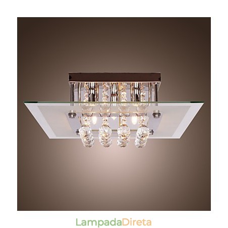 Luminária de teto moderna Crystal Living 5 luzes Luminária de teto moderna Crystal Living 5 luzes