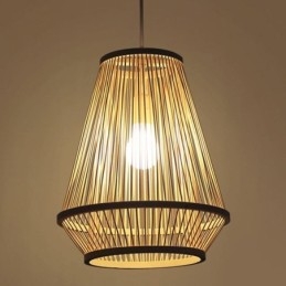 Luminária pendente de cabeceira em bambu trançado