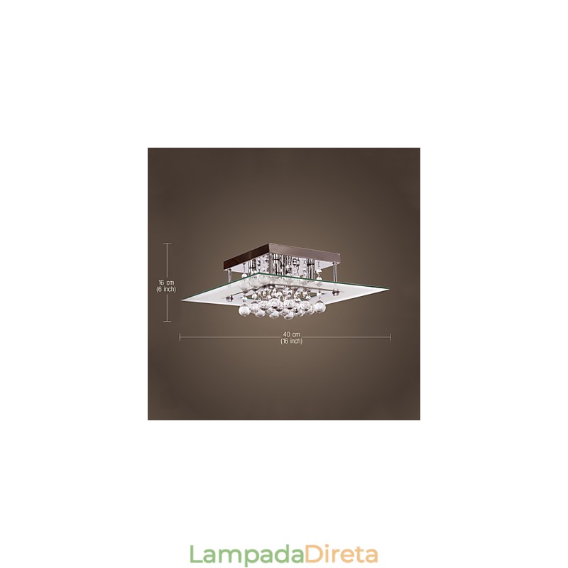Luminária de teto moderna Crystal Living 5 luzes