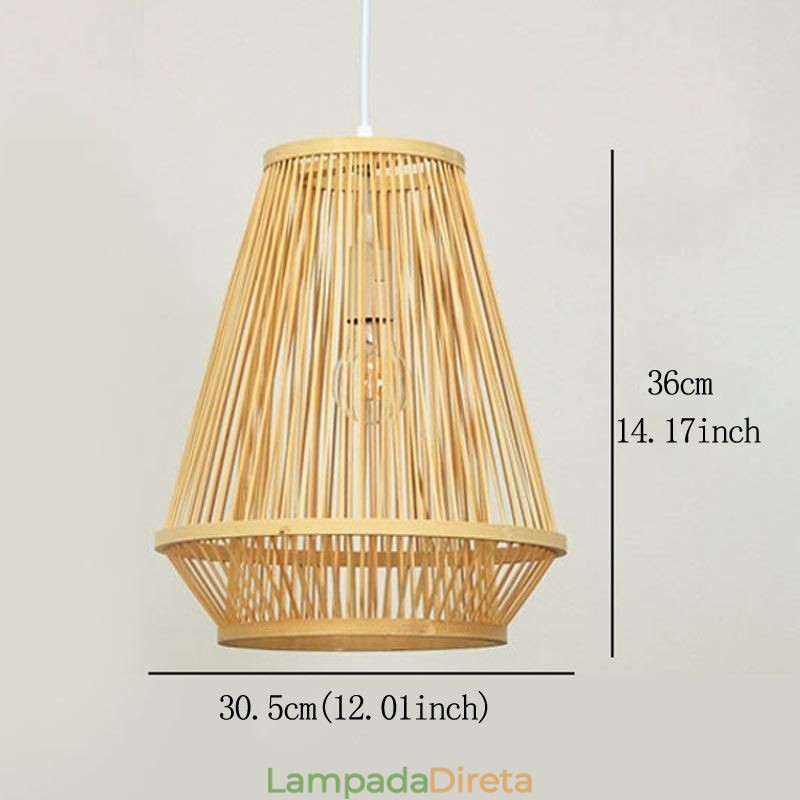 Luminária pendente de cabeceira em bambu trançado