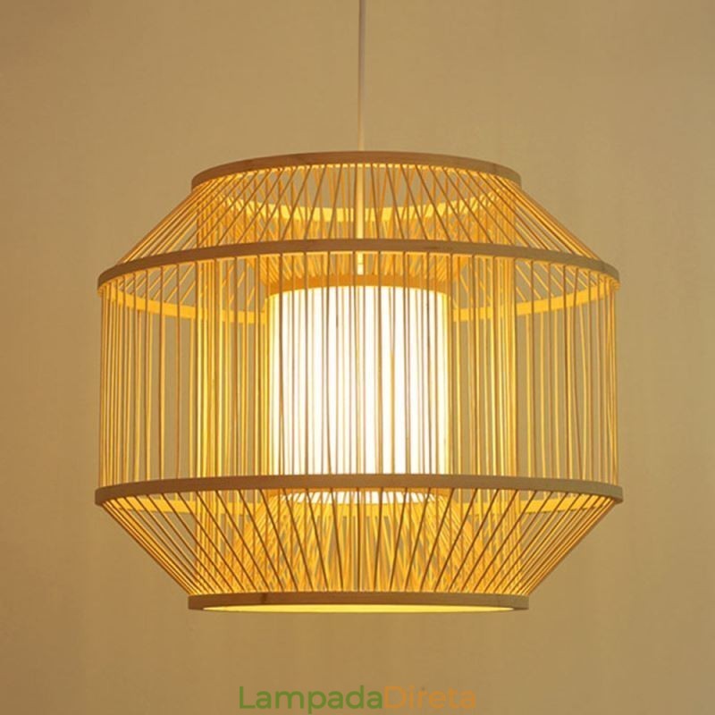 Luminária pendente de bambu com lanterna Luminária pendente japonesa criativa
