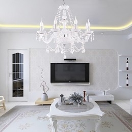 Lustre Cristal Branco Modern Living 8 Luzes
