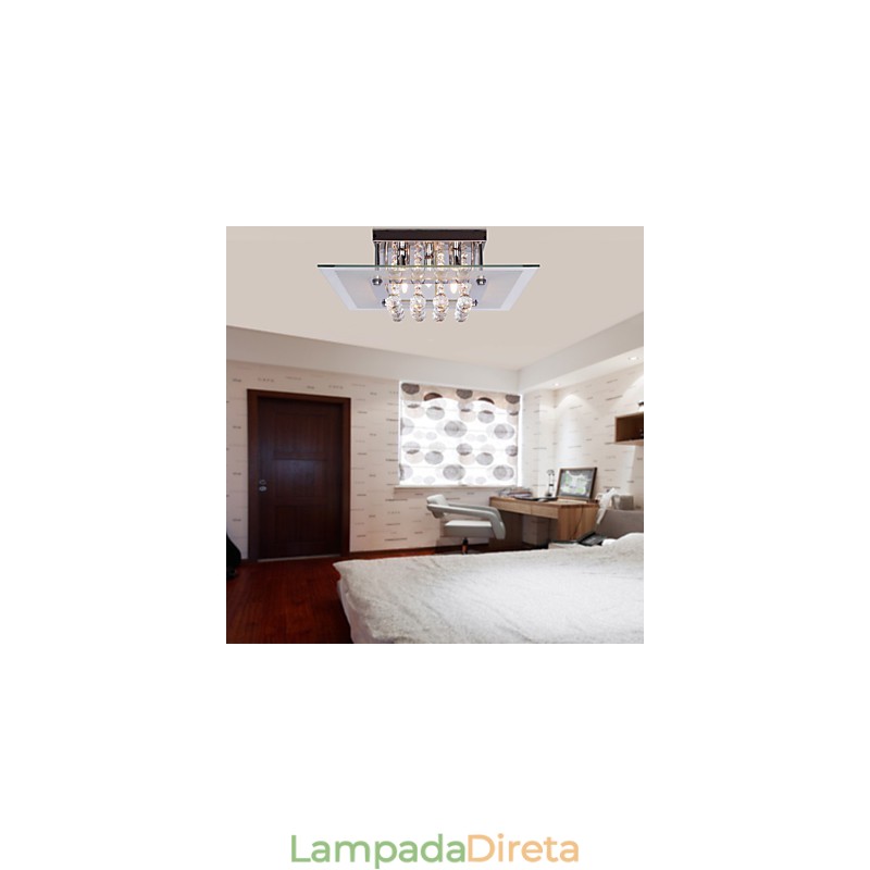 Luminária de teto moderna Crystal Living 5 luzes