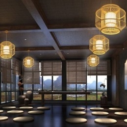Luminária pendente de bambu com lanterna Luminária pendente japonesa criativa