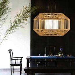 Luminária pendente de bambu com lanterna Luminária pendente japonesa criativa