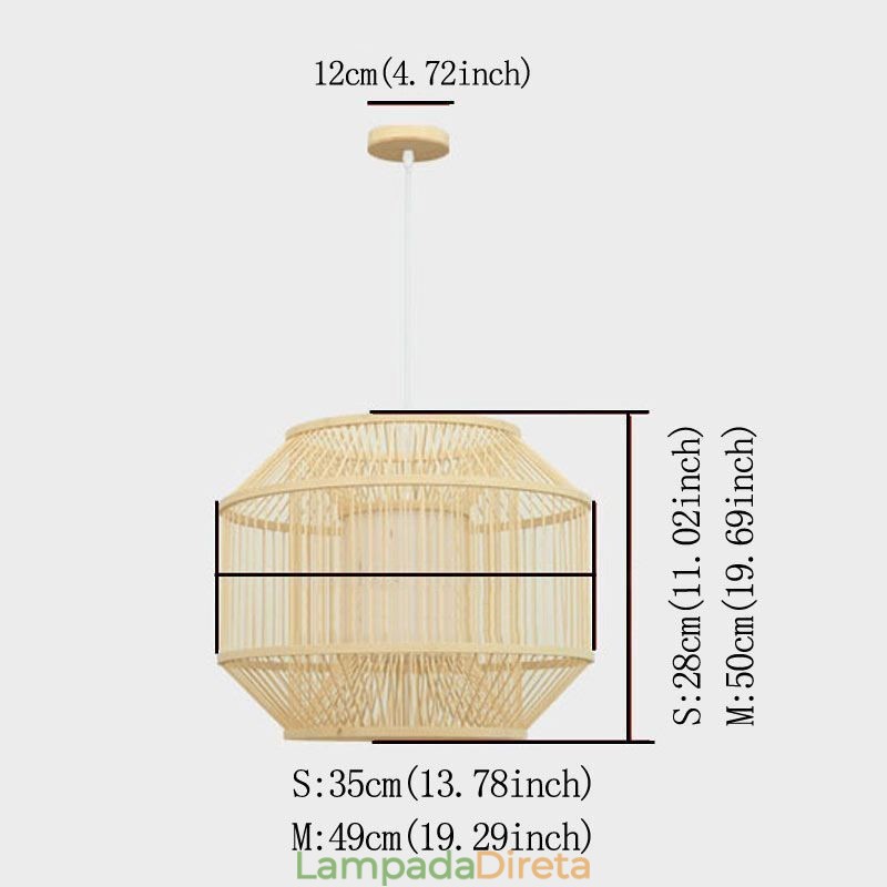 Luminária pendente de bambu com lanterna Luminária pendente japonesa criativa