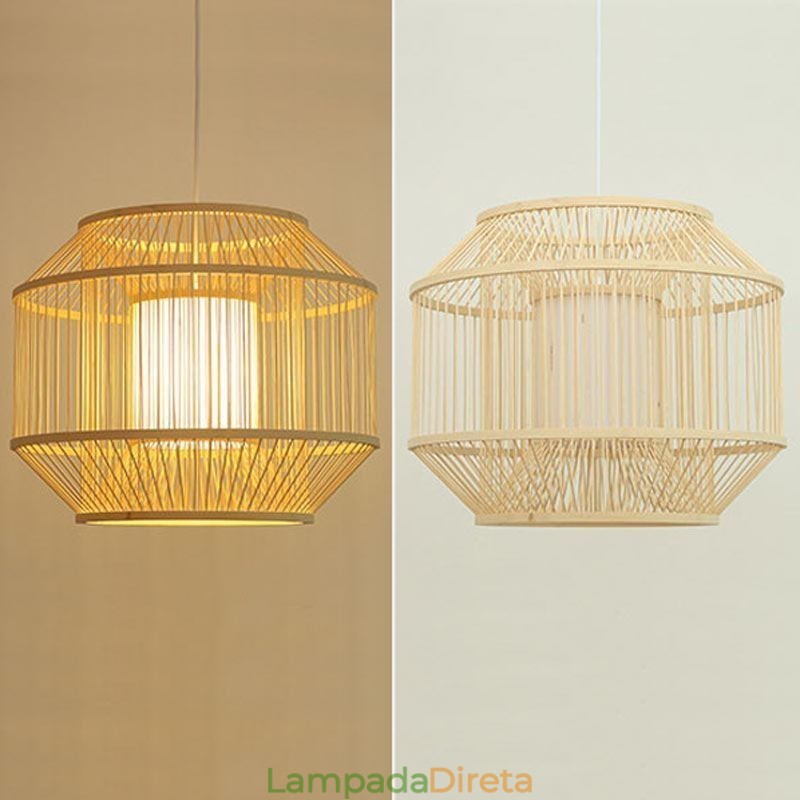 Luminária pendente de bambu com lanterna Luminária pendente japonesa criativa