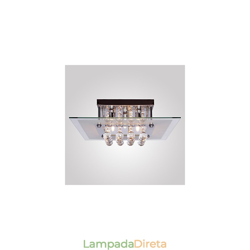 Luminária de teto moderna Crystal Living 5 luzes
