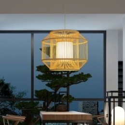 Luminária pendente de bambu com lanterna Luminária pendente japonesa criativa