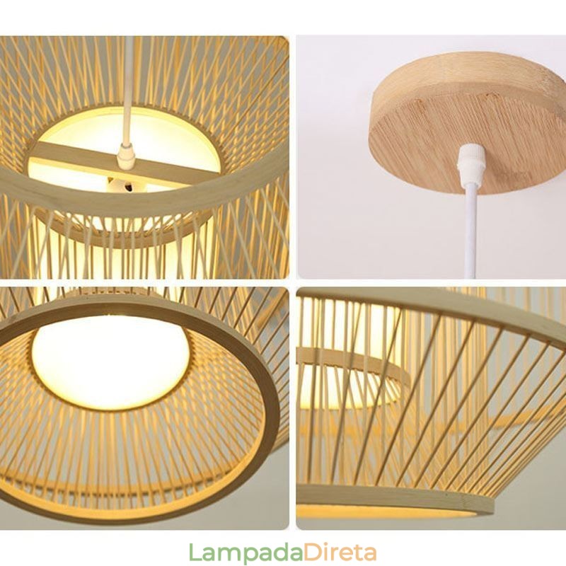 Luminária pendente de bambu com lanterna Luminária pendente japonesa criativa