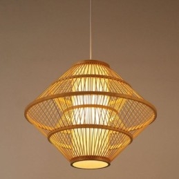Luminária pendente de bambu com design de giroscópio