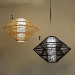 Luminária pendente de bambu com design de giroscópio