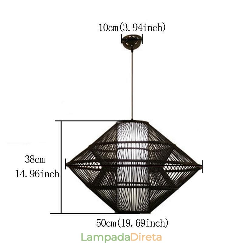 Luminária pendente de bambu com design de giroscópio