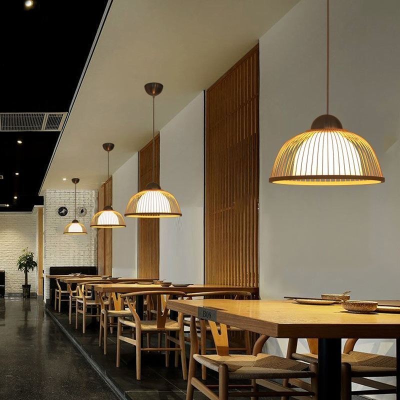 Luminária pendente moderna simples e descendente Luminária pendente especial de bambu Iluminação de cabeceira