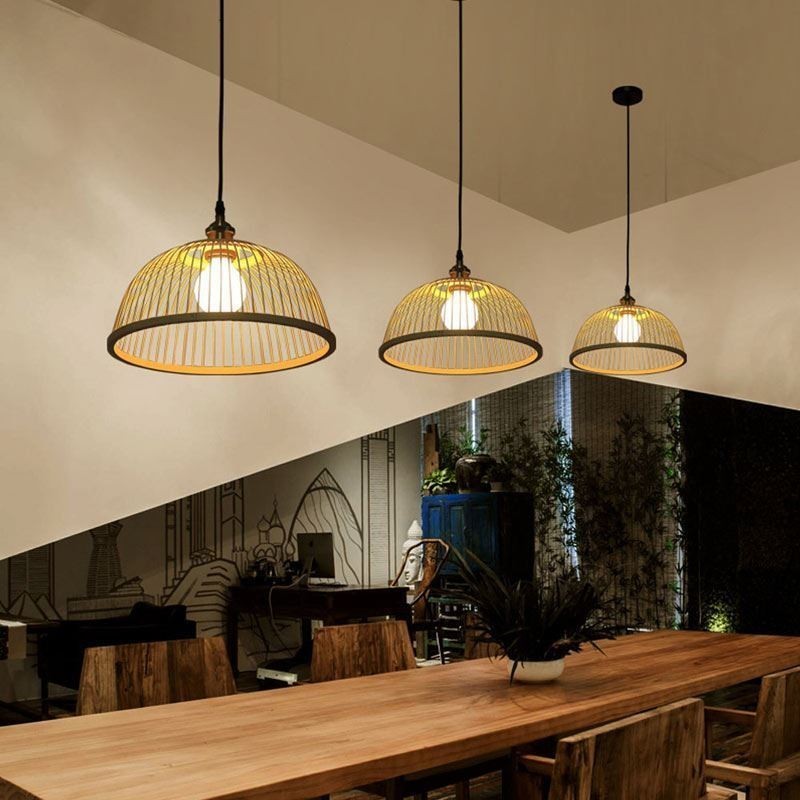 Luminária pendente moderna simples e descendente Luminária pendente especial de bambu Iluminação de cabeceira