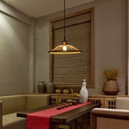 Luminária pendente de bambu Dome Luminária pendente tecida à mão