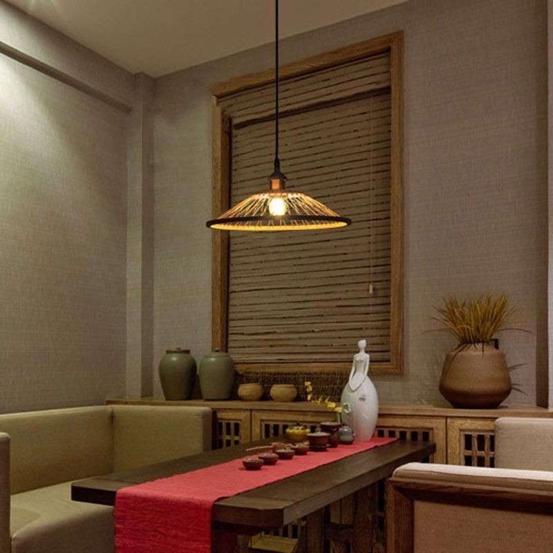 Luminária pendente de bambu Dome Luminária pendente tecida à mão