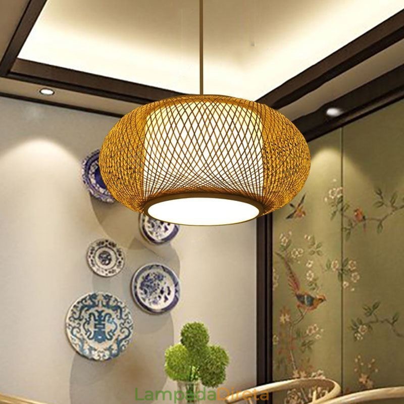 Luminária pendente decorativa de bambu Conforto visual
