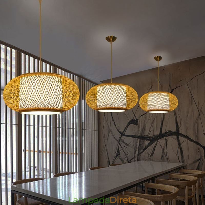 Luminária pendente decorativa de bambu Conforto visual