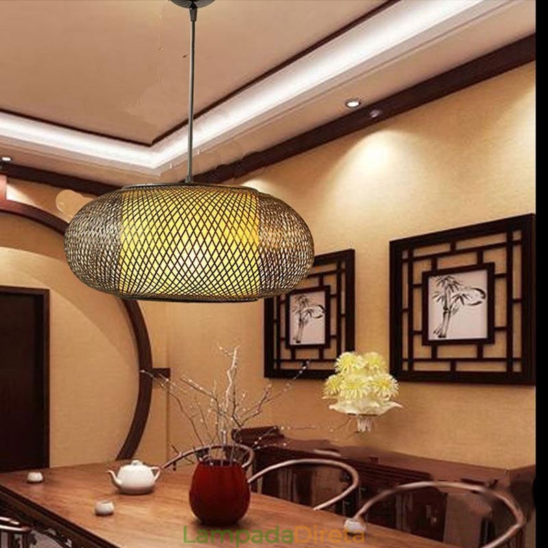 Luminária pendente decorativa de bambu Conforto visual