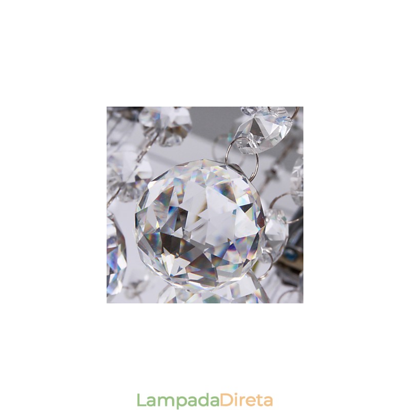 Luminária de teto moderna Crystal Living 5 luzes