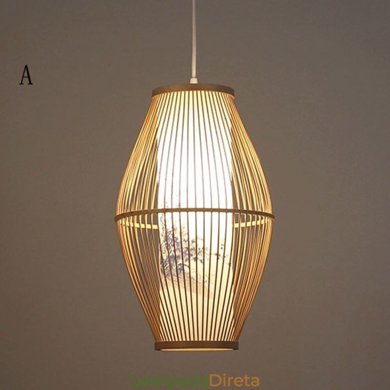 Luminária pendente clássica feita à mão em bambu