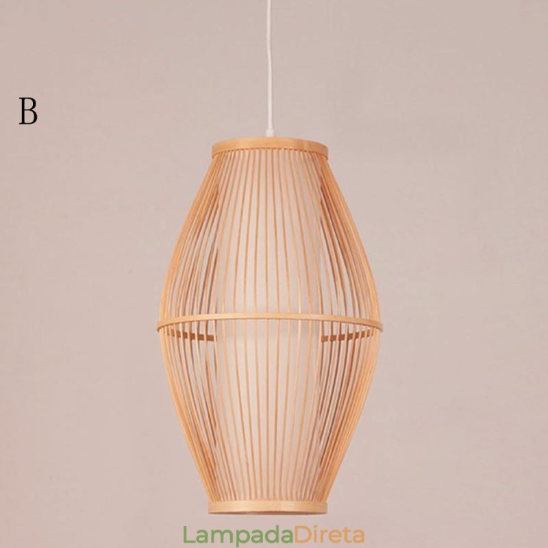 Luminária pendente clássica feita à mão em bambu