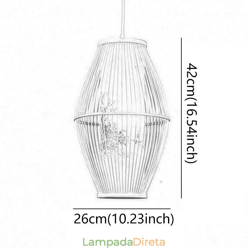 Luminária pendente clássica feita à mão em bambu