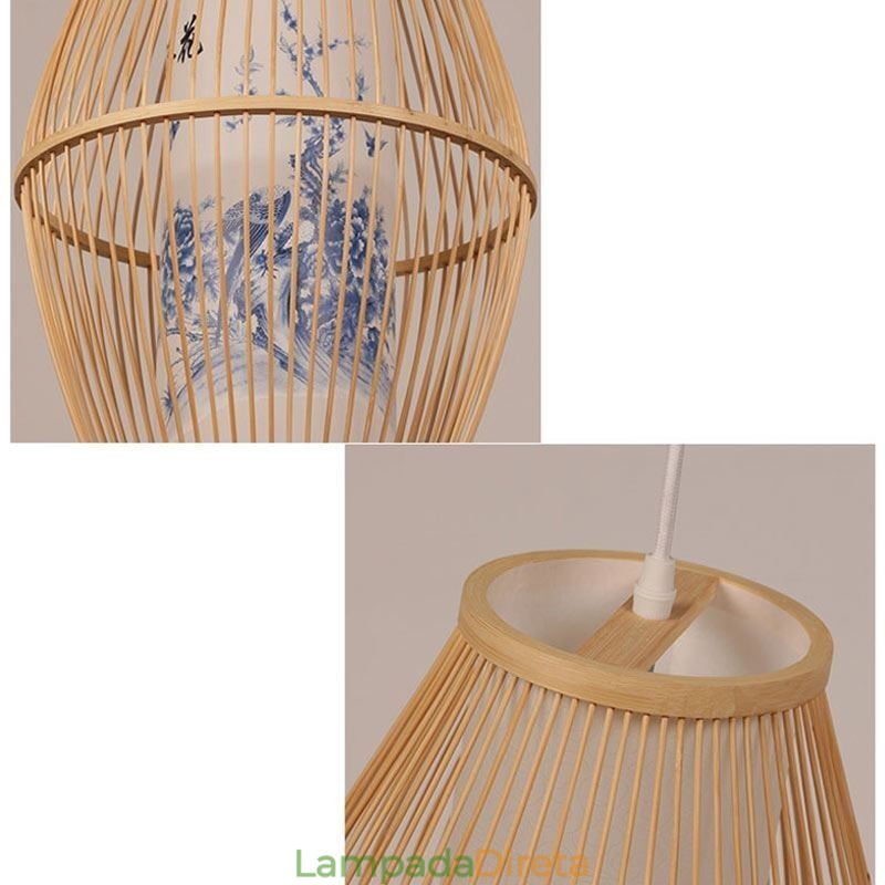 Luminária pendente clássica feita à mão em bambu