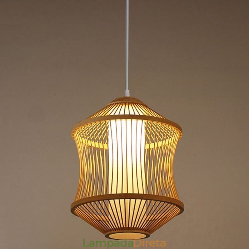 Luminária pendente em gaiola de bambu Visual Comfort