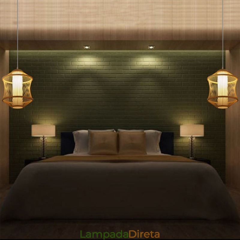 Luminária pendente em gaiola de bambu Visual Comfort