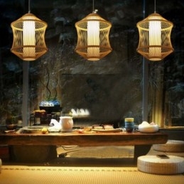 Luminária pendente em gaiola de bambu Visual Comfort