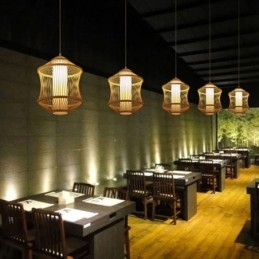Luminária pendente em gaiola de bambu Visual Comfort